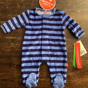 Magnetic Me Velour Footie - Midnight/Sky Blue